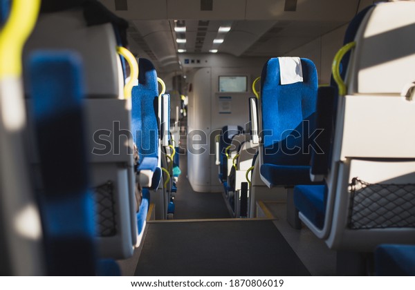 Railway workers strike - empty train car without\
passengers - lockdown