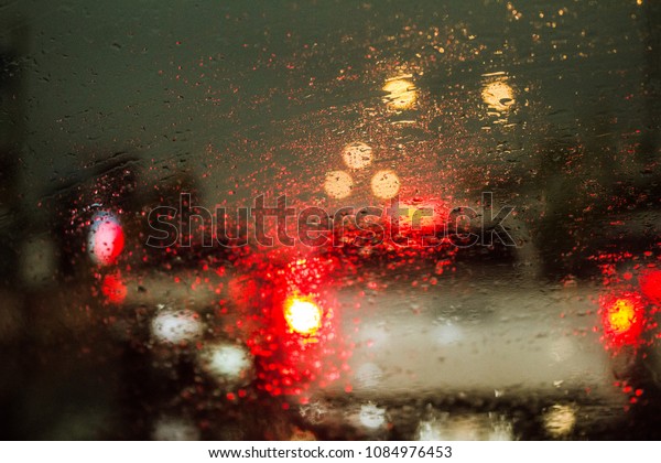 rain blurred background on\
Road