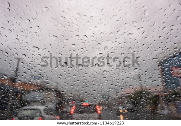 rain in
car