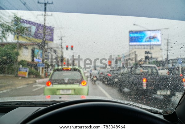 The rain from the\
car