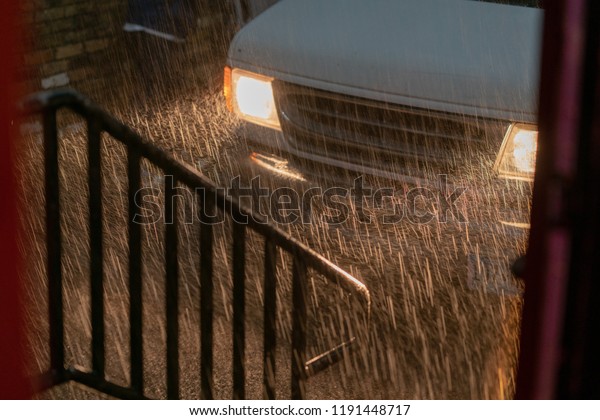 Rain and car\
lights\

