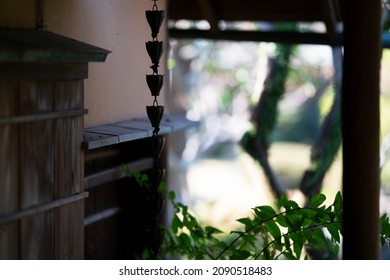 Rain Chains On The Eaves Of An Old Japanese House.