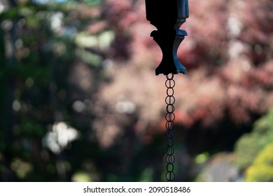 Rain Chains On The Eaves Of An Old Japanese House.