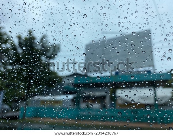Rain City seen from inside\
the car
