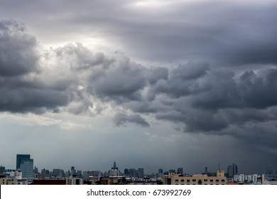 Rain clouds in the city