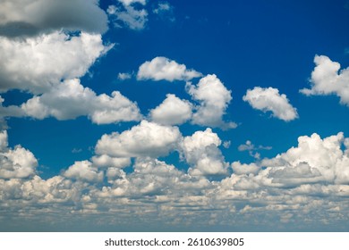 Rain clouds forming on blue Florida sky. Colorful summer skyscape