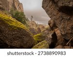 Rain Clouds Hover Over The Large Boulders Of Bear Gulch In Big Bend