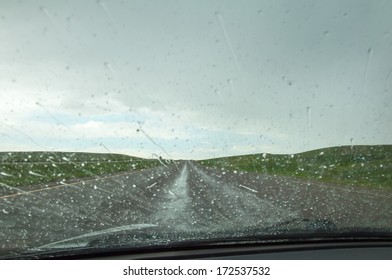 Rain covered windshield