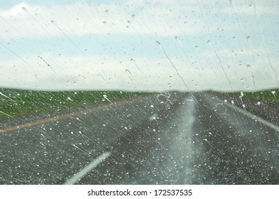 Rain covered windshield