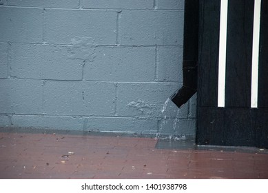 Rain Downspout , Gushing Water From Bay Area Storm. Late May California