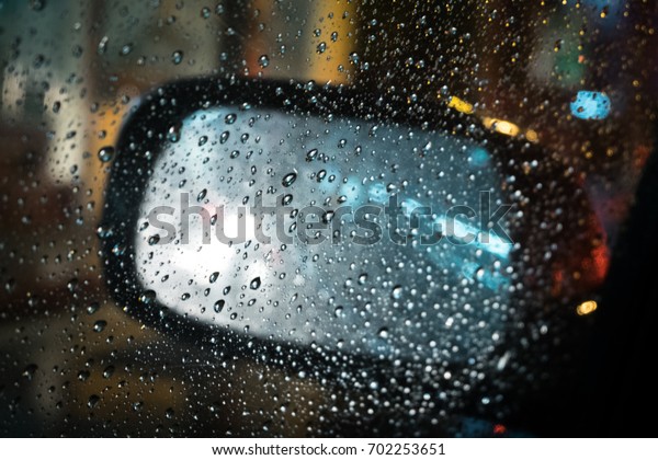 Rain drop on side window car
