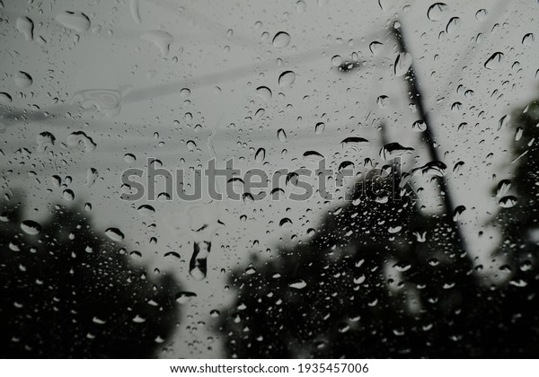 Rain droplets and
condensation on a window