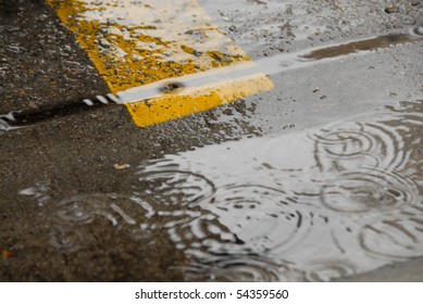 Rain Drops Falling On 8th Street In Boise