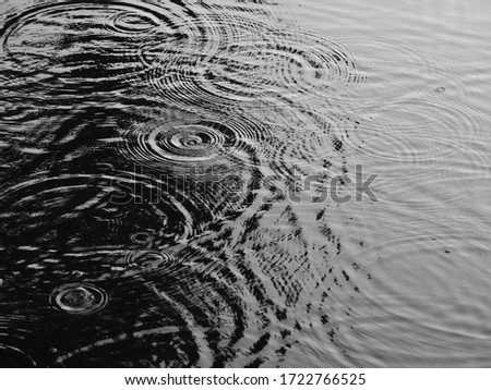 rain drops falling on the water surface