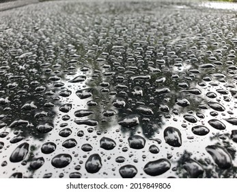 Rain Drops On The Car Bonnet 