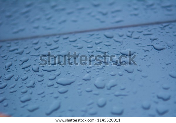 Rain drops on the car surface, Driving in\
rain,texture background.