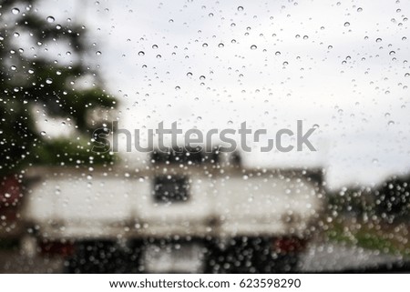 rain drops on the car window. 