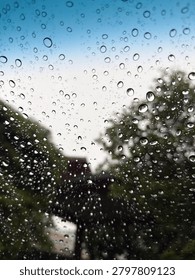 Rain Drops on car's windshield. 