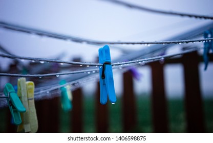 Rain Drops On A Clothes Line