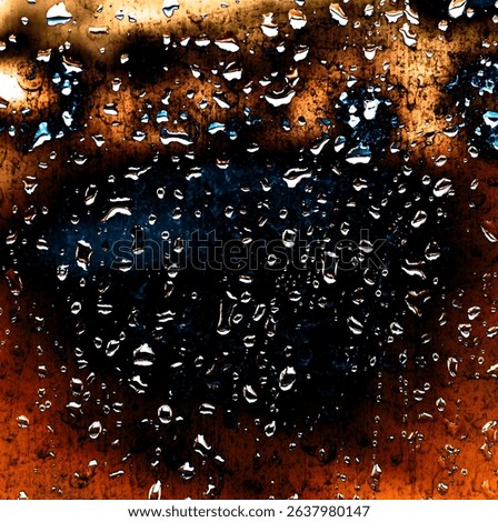 Rain drops on window. Condensed rain drop on car glass window on a rainy day. Dew moisture condensation on wet mirror background. blackk gloomy monsoon weather. Water raindrop climate change concept
