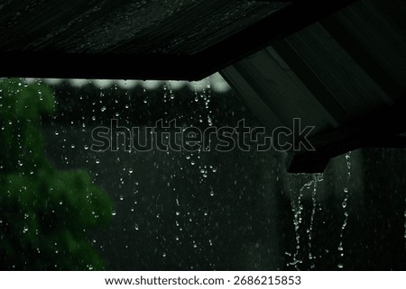 Rain Falling with Green Background