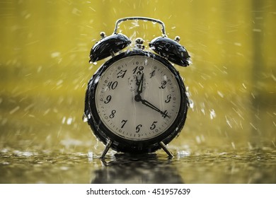 Rain is falling on the clock.