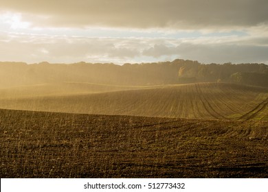 Rain Falling On A Farm Field