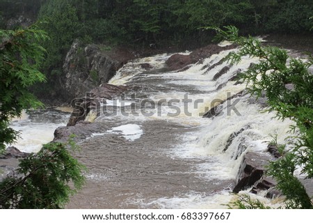 Rain Falling on Lepreau Falls - New Brunswick 