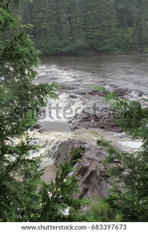 Rain Falling on Lepreau Falls - New Brunswick 