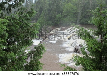 Rain Falling on Lepreau Falls - New Brunswick 