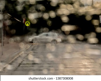 Rain falling on the Windscreen                               