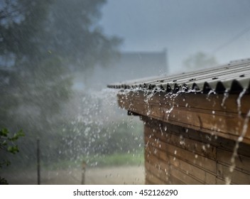 Rain Flows Down Roof Down Stock Photo 433625311 | Shutterstock