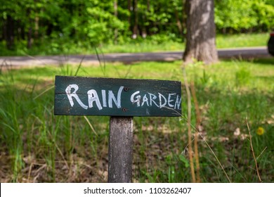 Rain Garden Sign Signage Words Storm Environment Nature Natural Grow Green Earth Close Up Storm Water Stormwater
