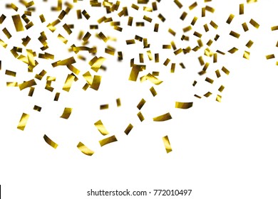 rain of golden confetti on white background - Shutterstock ID 772010497