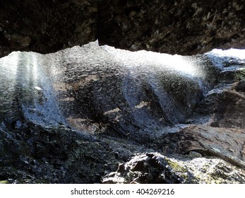 Rain from the inside of Pinnacles Caves
