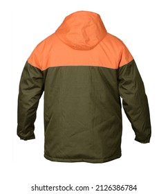 Rain Jacket Isolated On White Background Green Orange, Hoodie