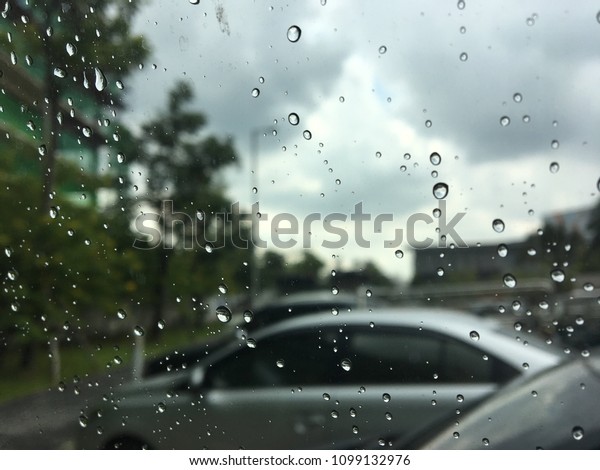 rain on a car\
window.\
