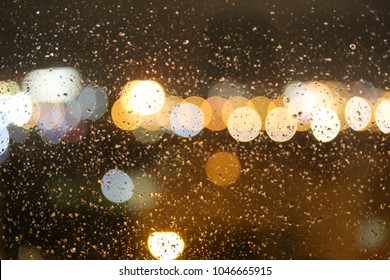 Rain On Window Blurry Lights Stock Photo 1046665915 