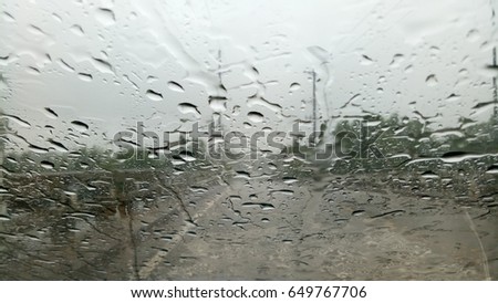 Rain on the windshield, severe rainstorms, invisible