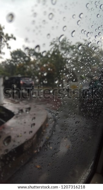 rain outside\
car