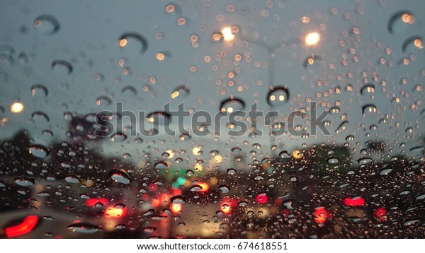 Rain in the road,
driving