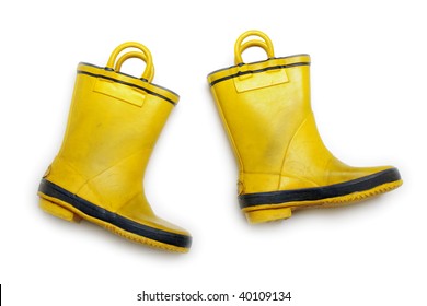 Rain Shoe - Yellow Rubber Waterproof Boot On White