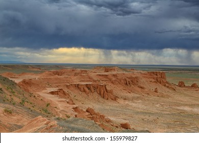 rain storm at Flaming Cliffs, Gobi Desert, Mongolia