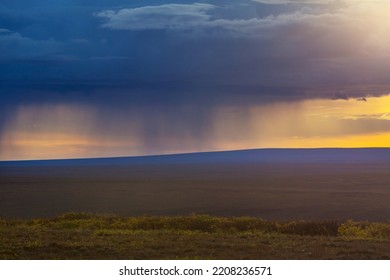 Rain At Sunset In Polar Tundra