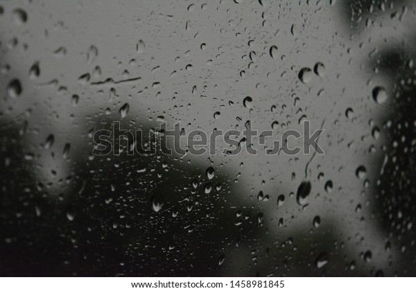 Rain water drops in car
window