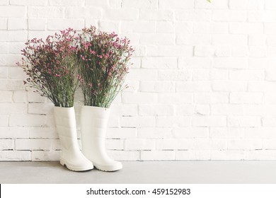 Rainboots Flower Creativity Concept