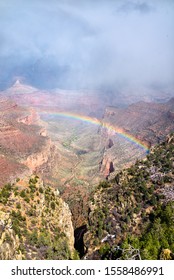 Rainbow Above The Grand Canyon At The South Rim. Arizona, United States