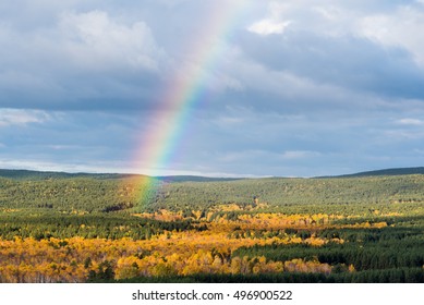 Rainbow in the autumn forest (Indian summer), South Urals, Russia - Shutterstock ID 496900522