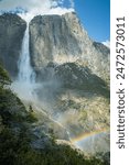 Rainbow below the Upper Yosemite Falls in the Yosemite Valley