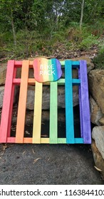 Rainbow Bike Rack Outside A School 